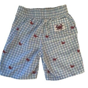 Janie and Jack boys gingham embroidered crab shorts size 2T